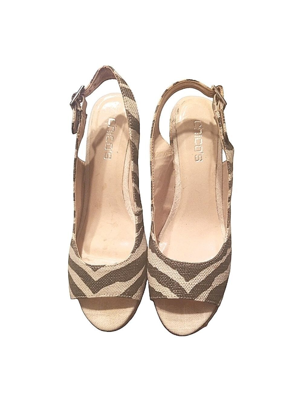 Chico's Simon Espadrille Zebra Print Slingback Wedge Sandal with Peep Toe